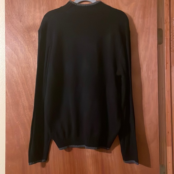 NWT Geoffrey Beene men’s sweater black w/gray stripe at hems & collar (OLCC) - Picture 2 of 8